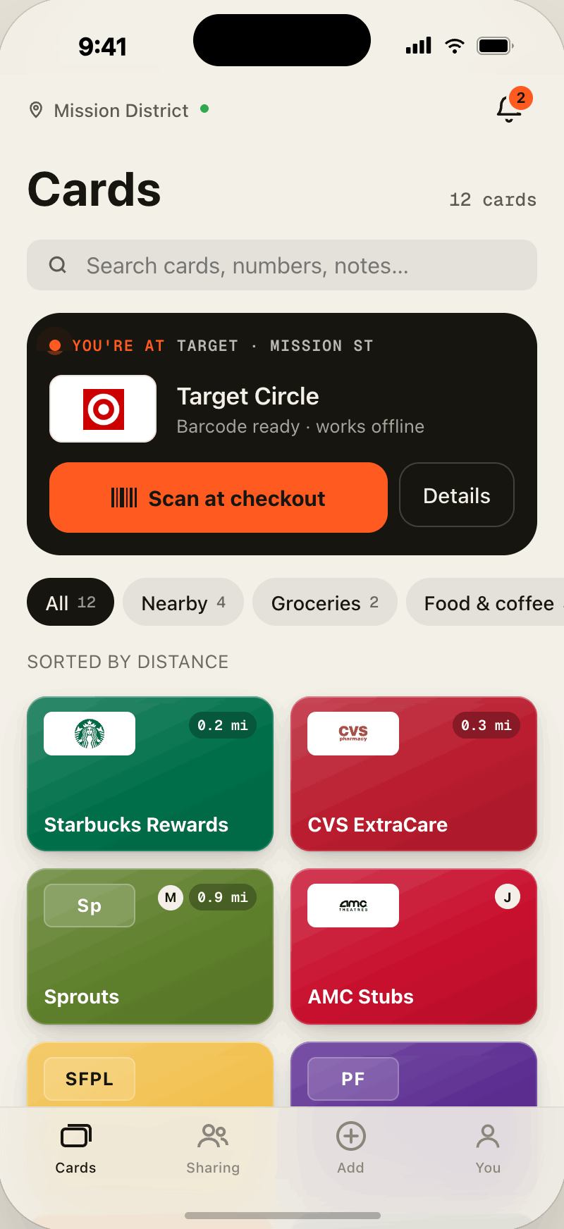 Cardallet application screenshot