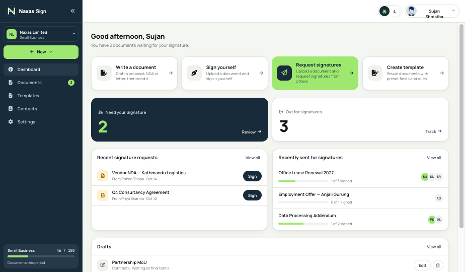 Naxas Sign application screenshot