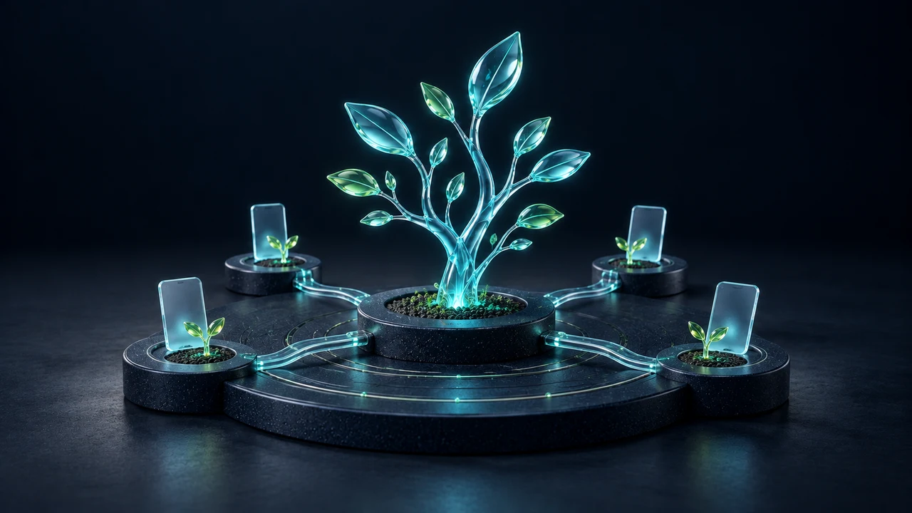 Deploy: a mature glass model connected to four product devices